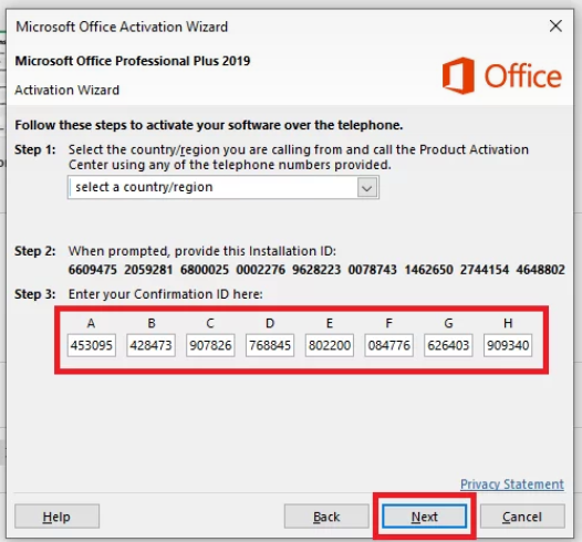 Get Confirmation ID for Office 2021 ,2019 & Windows 10,11,8,7